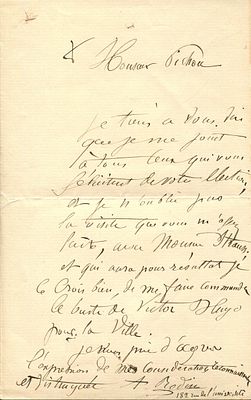 RODIN AUGUSTE: (1840-1917) French sculptor. A.L.S., A. Rodin , one page, 8vo, Rue de 