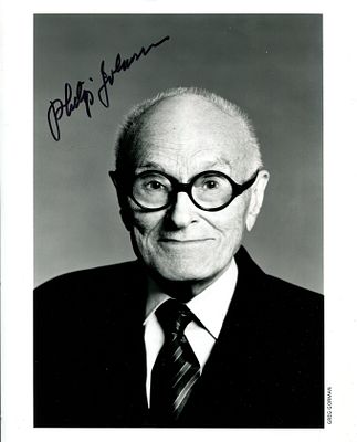 JOHNSON PHILIP: (1906-2005) American architect. Signed 8 x 10 photograph of Johnson in a head 