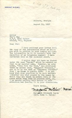 MITCHELL MARGARET: (1900-1949) American novelist and journalist whose sole novel published 