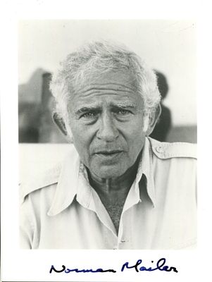 MAILER NORMAN: (1923-2007) American novelist. Signed 5 x 7 photograph of Mailer in a head and 