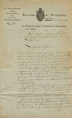 MOTZ KARL HEINRICH VON: (1741-1823) Westphalian General, Seigneur Commandant of the Saale 