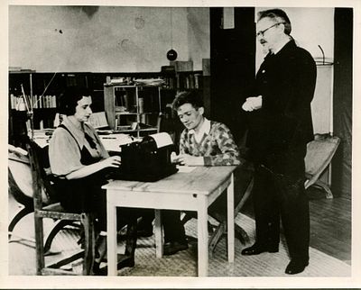 [TROTSKY LEON]: (1879-1940) Trotsky dictates his memoirs at Frida Kahlo&acute; s home. [TROTSKY LEON]: 