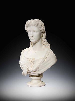 Portr&auml;tb&uuml;ste 
19. Jh. 
wei&szlig;er Marmor 
H. 68 cm 
Portrait bust 