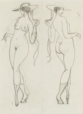 Alfons Walde: Zwei Akte. Alfons Walde 
Zwei Akte 
um 1925 
Bleistift auf Papier; gerahmt 
30 x 