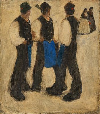 Alfons Walde: Sonntag. Alfons Walde 
Sonntag 
1912 
&Ouml;l auf Karton; gerahmt 
29,5 x 26,1 cm 