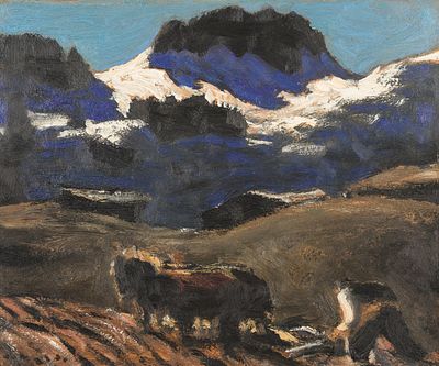 Alfons Walde: Bergfr&uuml;hling. Alfons Walde 
Bergfr&uuml;hling 
um 1930 
&Ouml;l auf Karton; gerahmt 
29,2 x 