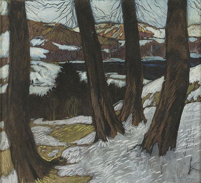 Oskar Mulley: Vorfr&uuml;hling. Oskar Mulley 
Vorfr&uuml;hling 
1919 
Pastell auf Papier; gerahmt 
37 x 41 