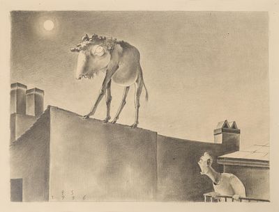 Franz Sedlacek: Das Mondkalb II. Franz Sedlacek 
Das Mondkalb II 
1936 
Bleistift auf Papier; 