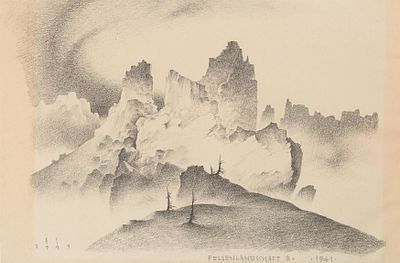 Franz Sedlacek: Felsenlandschaft 3. Franz Sedlacek 
Felsenlandschaft 3 
1941 
Bleistift auf 