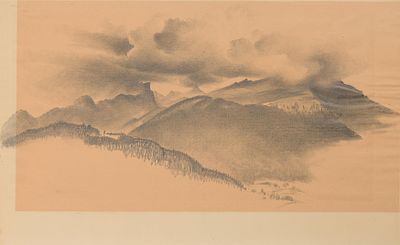 Franz Sedlacek: Gebirgslandschaft. Franz Sedlacek 
Gebirgslandschaft 
Bleistift auf Papier; 