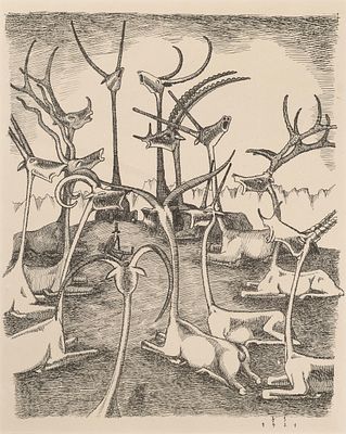 Franz Sedlacek: Gazellen. Franz Sedlacek
Gazellen
1921
ederlithografie auf Papier; gerahmt 
31 x 