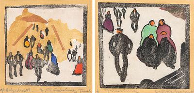 Herbert Gurschner: Konvolut: Zwei Holzschnitte (Dorfszenen). Herbert Gurschner 
Konvolut: Zwei 