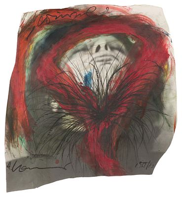Arnulf Rainer: Wurzel. Arnulf Rainer 
Wurzel 
1969/73 
&Uuml;bermalte Fotografie; gerahmt 
50 x 47,5 