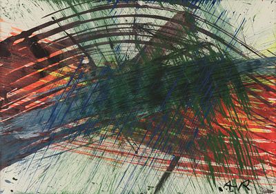 Arnulf Rainer: o.T. Arnulf Rainer 
o.T. 
2002/03 
Mischtechnik auf Papier, auf Holzplatte 