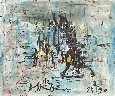 Hans Staudacher: o.T. Hans Staudacher 
o.T. 
1990 
&Ouml;l auf Leinwand; ungerahmt 
100 x 120 cm 