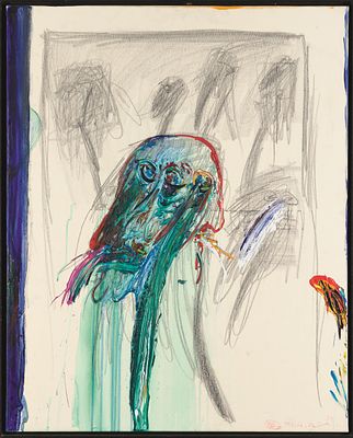 Franz Ringel: Begegnung II. Franz Ringel 
Begegnung II 
1989 
&Ouml;l auf Leinwand; gerahmt 
100 x 80 