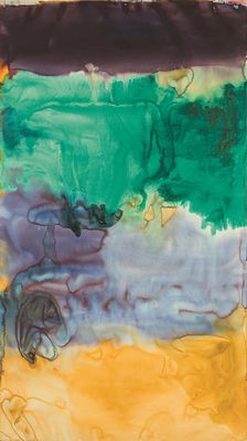 Herbert Brandl: o.T. Herbert Brandl 
o.T. 
Aquarell auf B&uuml;ttenpapier; gerahmt 
228 x 130 cm 