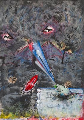 Christian Ludwig Attersee: o.T. Christian Ludwig Attersee o.T. 2014 &Uuml;bermalte Farbradierung auf 