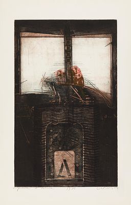 Karl Fred Dahmen: o.T. Karl Fred Dahmen o.T. 1971 Farbradierung mit Pr&auml;gung auf B&uuml;ttenpapier; 