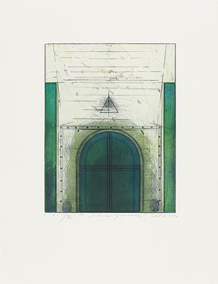 Karl Fred Dahmen: Kleine Pyramide. Karl Fred Dahmen Kleine Pyramide 1976 Farbradierung auf 