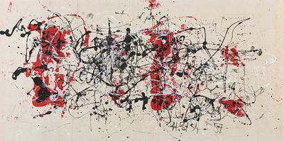 Hans Staudacher: Frotagen. Hans Staudacher Frotagen 1954-1957 &Ouml;l auf Leinwand; gerahmt 120 x 240 