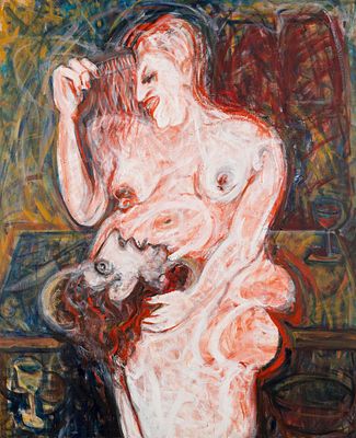 Adolf Frohner: Und sie k&auml;mmte sich / Salome mit dem Kopf des Johannes. Adolf Frohner Und sie 