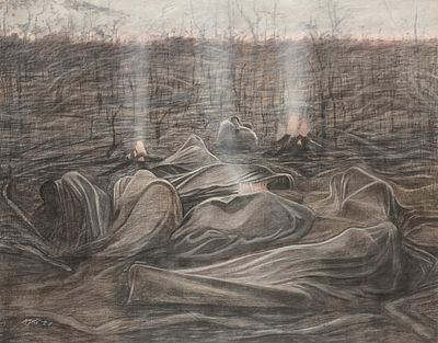 Eduard Angeli: Schlaf Nr. 2. Eduard Angeli Schlaf Nr. 2 1978 &Ouml;lkreide auf Leinwand; gerahmt 160 