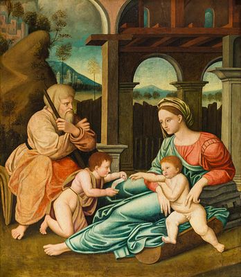 Marcellus Coffermans Umkreis: Die Heilige Familie mit Jesus und Johannesknabe. Marcellus 