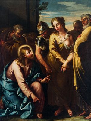 Nicolo Bambini: Christus und die Ehebrecherin. Nicolo Bambini Christus und die Ehebrecherin um 