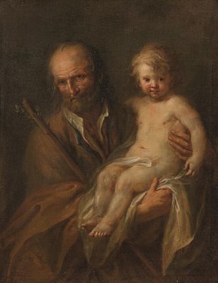 Martin Joh. Schmidt: Hl. Josef mit Kind. Martin Joh. Schmidt Hl. Josef mit Kind &Ouml;l auf Leinwand; 