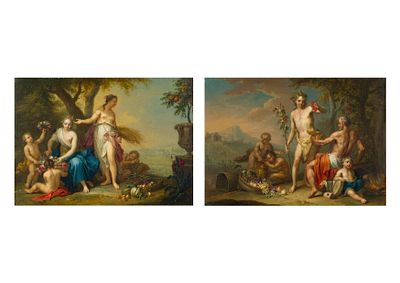 Franz Christoph Janneck: Ceres und Flora (Sommer) und Bacchus bei der Weinlese (Herbst) (Pendants). 
