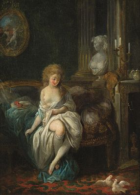 Jean Frederic Schall zugeschrieben: Im Boudoir. Jean Frederic Schall zugeschrieben Im Boudoir &Ouml;l 