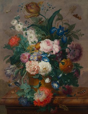 Johann Baptist Drechsler: Blumenstillleben. Johann Baptist Drechsler Blumenstillleben 1805 &Ouml;l 