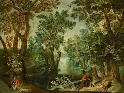 Alexander Keirincx : Waldpartie mit See. Alexander Keirincx Waldpartie mit See &Ouml;l auf Holz; 