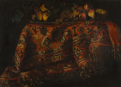 Francesco Fieravino genannt il Maltese: Stillleben auf orientalischem Teppich. Francesco 