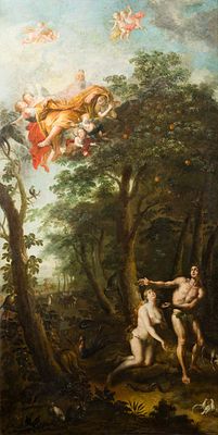 Fl&auml;mische Schule 17. Jahrhundert: Paradieslandschaft. Fl&auml;mische Schule 17. Jahrhundert 