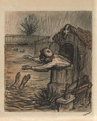 Alfred Kubin: Am Fischteich. Alfred Kubin Am Fischteich 1934 Tusche, Aquarell, Spritztechnik auf 
