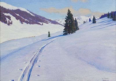 Max Ritter von Esterle: Winterlandschaft. Max Ritter von Esterle Winterlandschaft Tempera auf 