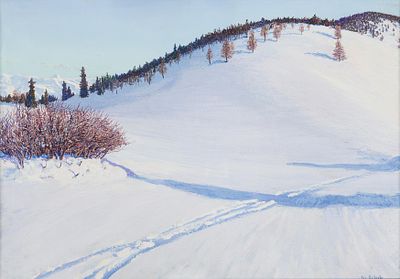 Max Ritter von Esterle: Winterlandschaft (Sattelberg, Brenner). Max Ritter von Esterle 