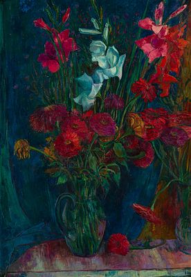 Maximilian Florian: Blumenstillleben. Maximilian Florian Blumenstillleben 1942 &Ouml;l auf Leinwand; 