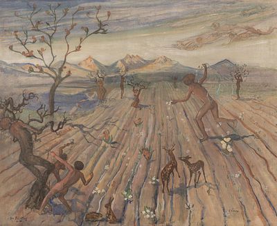 Oskar Laske: Der Fr&uuml;hling. Oskar Laske Der Fr&uuml;hling 1921 &Ouml;ltempera auf Leinwand; gerahmt 95 x 
