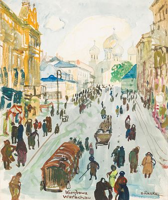Oskar Laske: Wierzbowa, Warschau. Oskar Laske Wierzbowa, Warschau Aquarell auf Papier; gerahmt 