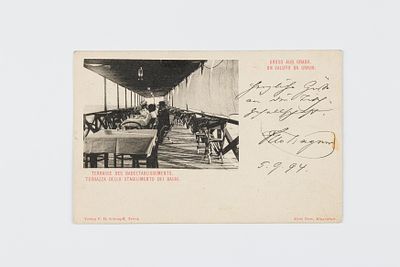 Korrespondenz-Karte zwischen Otto Wagner und Josef Hoffmann Verlag F.H. Schimpff, Triest, 1894 