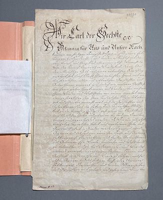 Johann Christoph von Bartenstein: Konvolut 9 St&uuml;ck, Abschriften von Staatserhebungsakten. Johann 