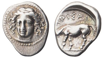 "г. Ларисса (350-325 гг. до н.э.) Драхма. Серебро, 6,01 гр. Диаметр 19 мм. Состояние XF."
