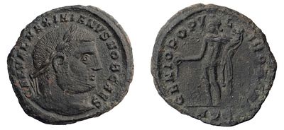 "Римская Империя. Галерий (293 - 311 г.) Фолис. Медь, 10,36 гр. Диаметр 27 мм. Состояние XF-."