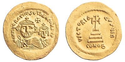 "Византия. Ираклий и Ираклий Константин (613-618 гг.) Солид. Восточный монетный двор, возможно 