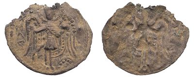 "Тмутараканское княжество. Олег Святославич (1083-1094). Брактеат большого размера. Архангел 