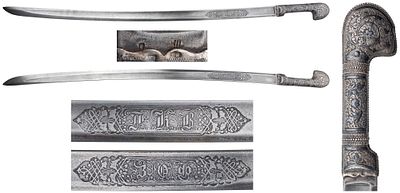 "Шашка кавказская ТКВ ЗОФ в серебре без ножен. Россия. Общая длина 970мм, длина клинка 805 мм 