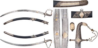 "Сабля кубачинская, украшенная. Закавказье, начало ХХ века. Общая длина 945 мм, длина клинка 